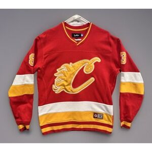COOKIES SF Mens Jersey Sweater M Calgary Flames Flip Sweatshirt Red W SM FLAW